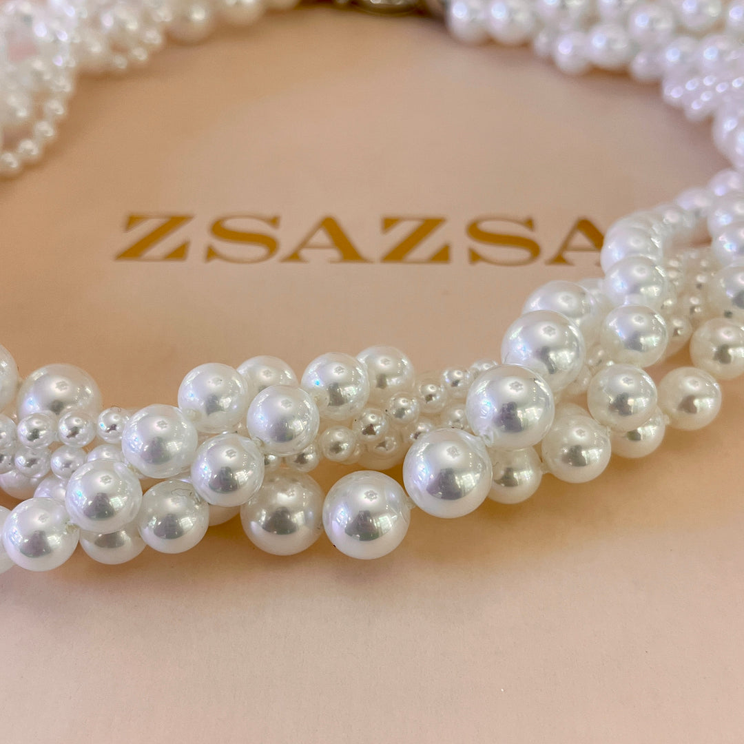 Mallorca Pearls twisted white gold plated set