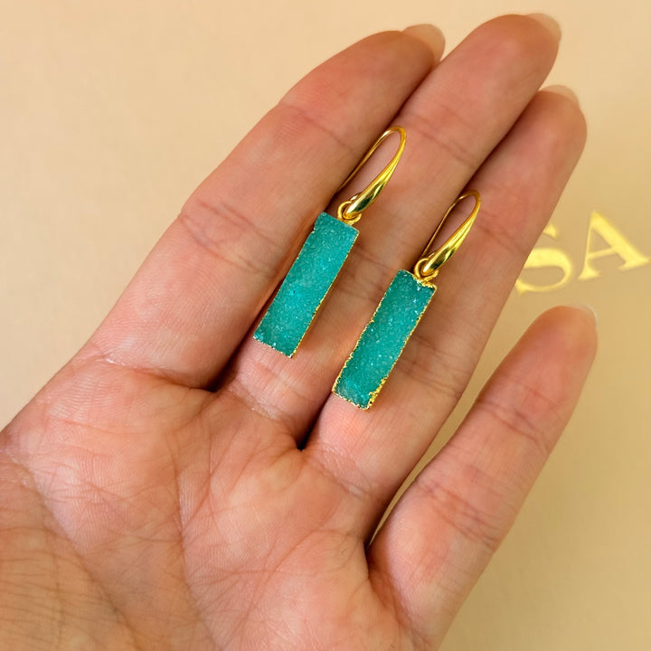 Green Agathe gold plated pendant set