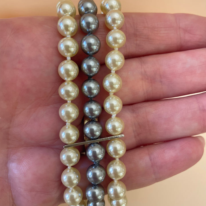 Grey & cream pearls bracelet