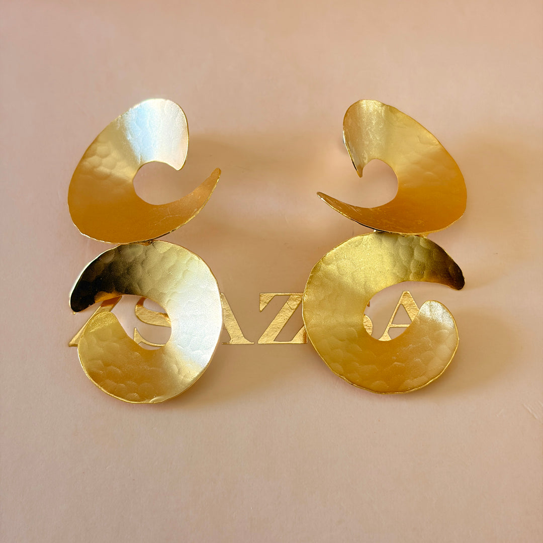 Handmade Double Open Circe Gold Earrings | Gold Plated | ZsaZsa