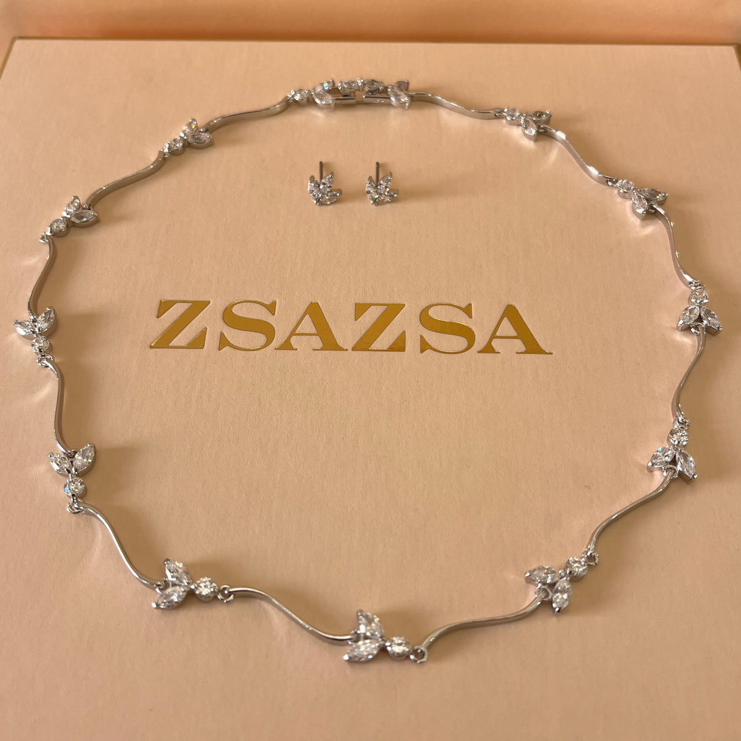 Silver zircone marquise set