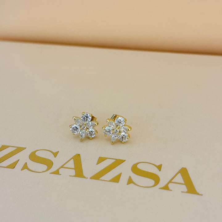 Flower zircone gold plated set