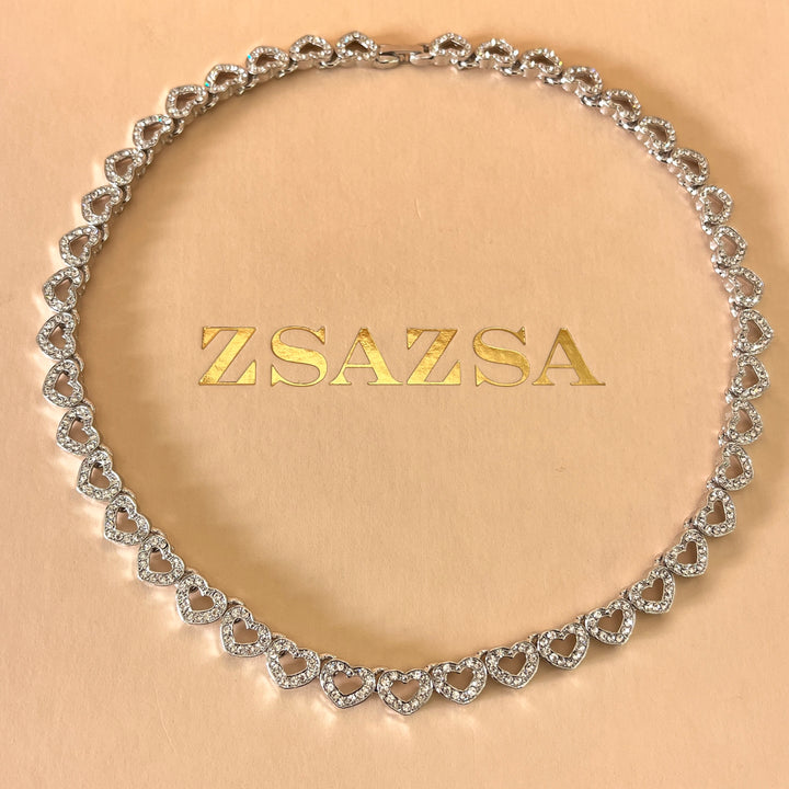 Swarovski crystals heart white gold plated set