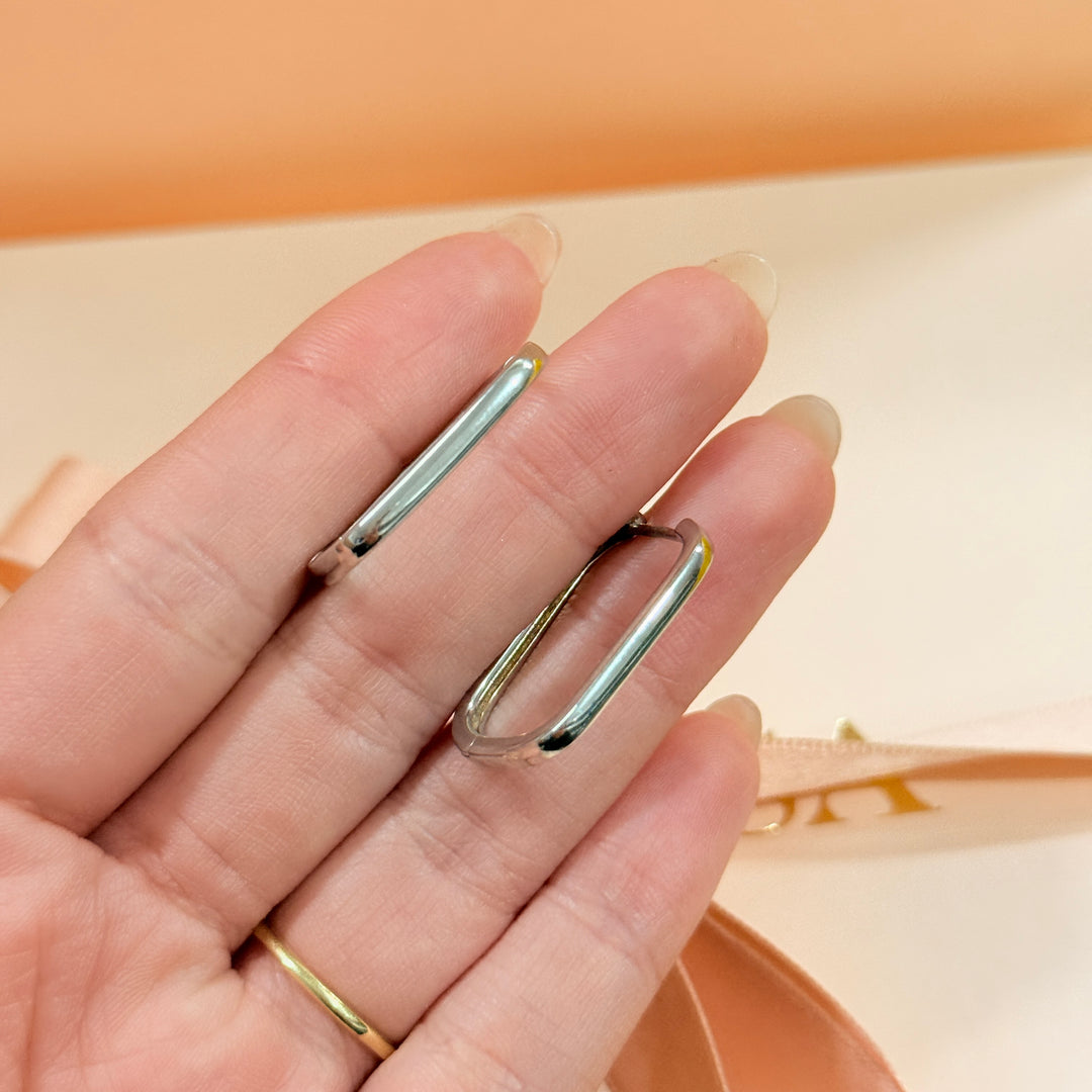 Rectangular sterling silver hoops