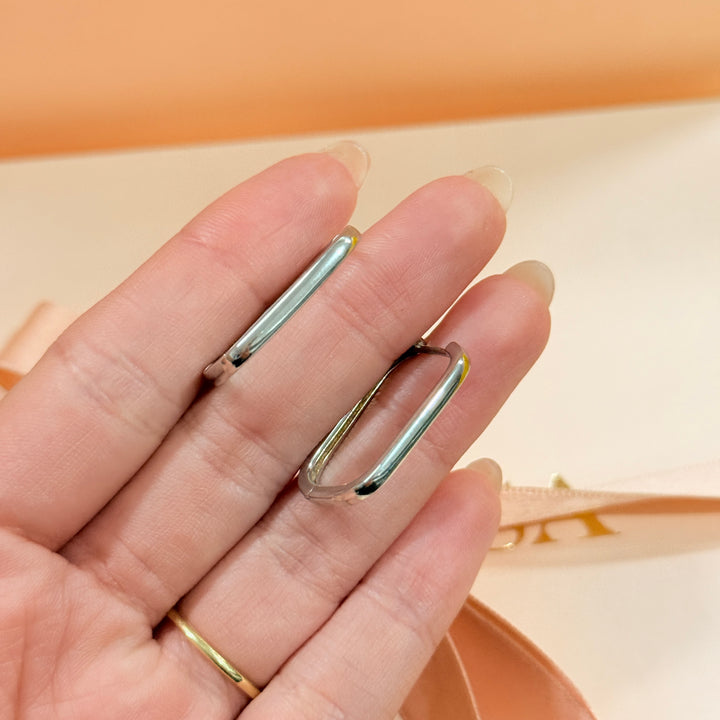 Rectangular sterling silver hoops