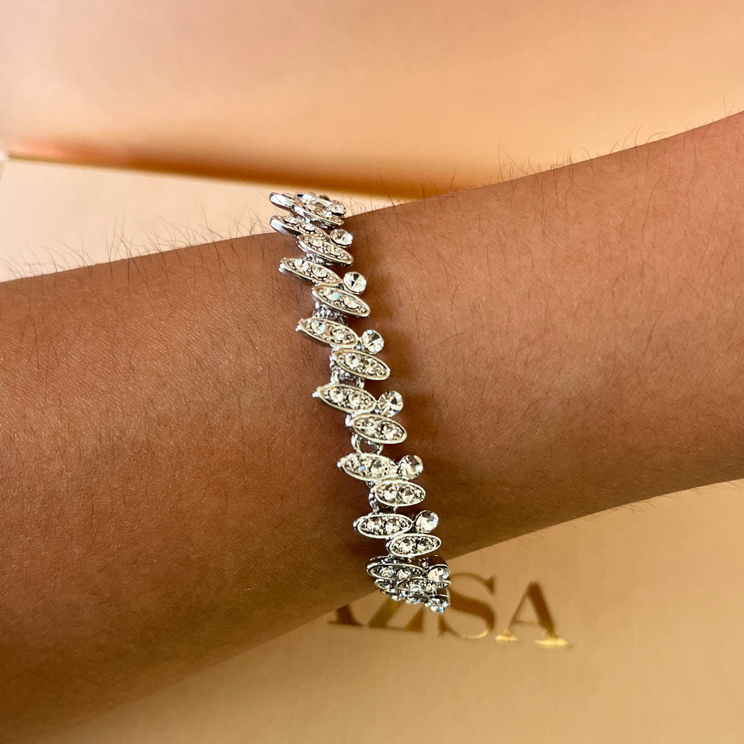 Swarovski crystals leafs white gold plated set