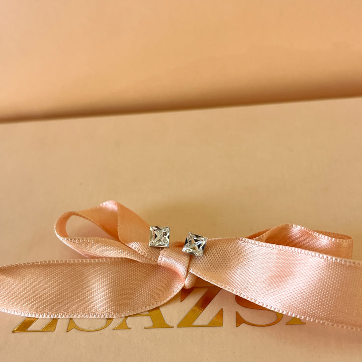 Swarovski crystals small square white gold plated studs