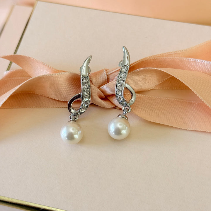 Swarovski crystals pearls silver earrings