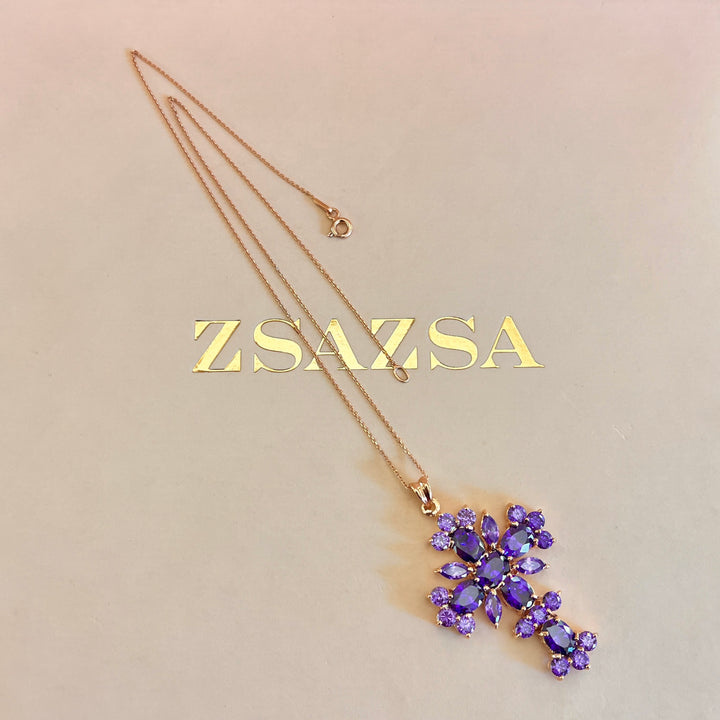 Purple zircone cross pendant