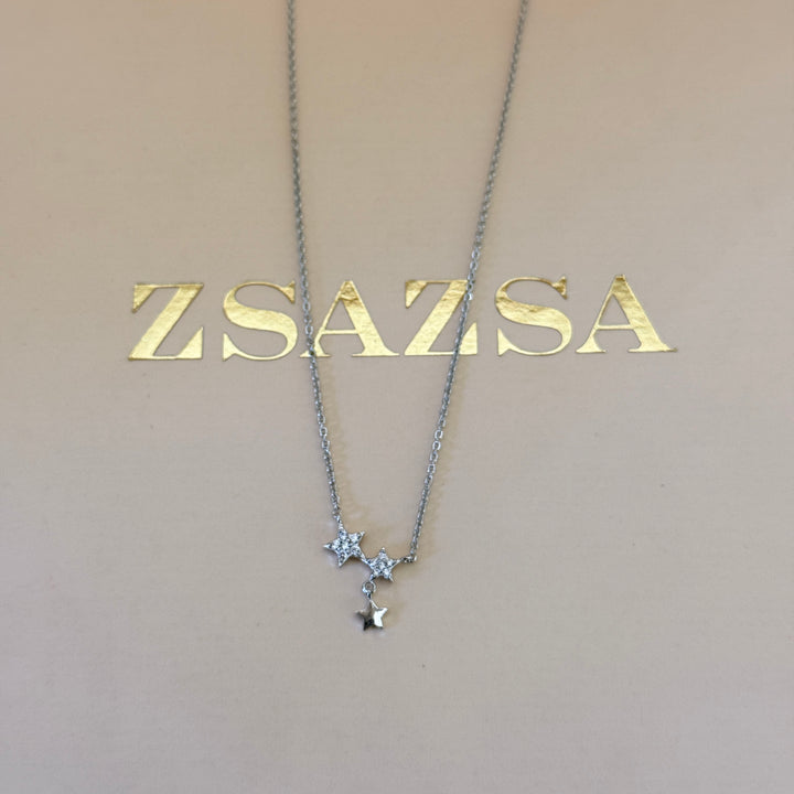 Dainty starts zircone silver pendant