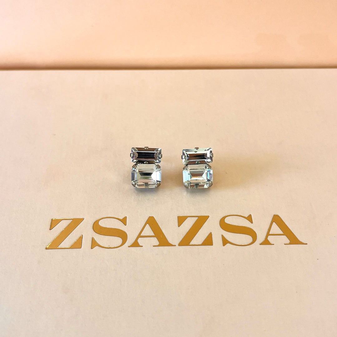 Swarovski crystals mixed of shapes white gold plated studs