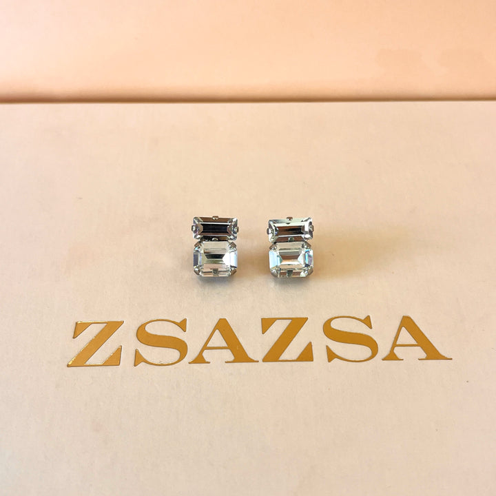 Swarovski crystals mixed of shapes white gold plated studs