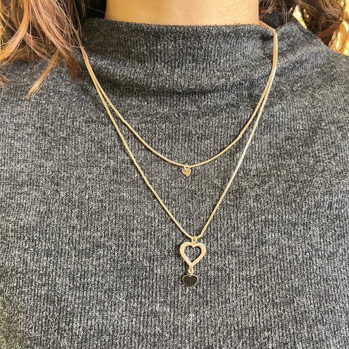 Hearts rose gold plated 2 rows necklace