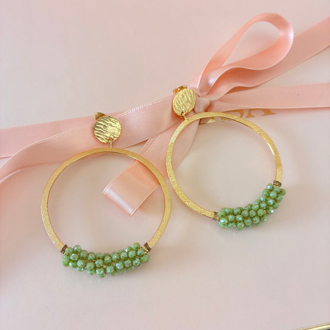Handmade gold with green earrings