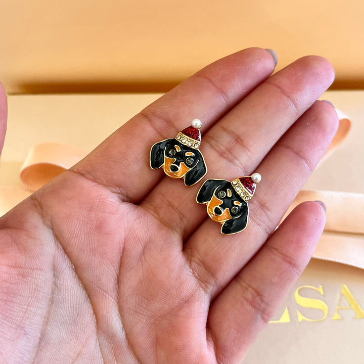 Christmas Dachshtund studs