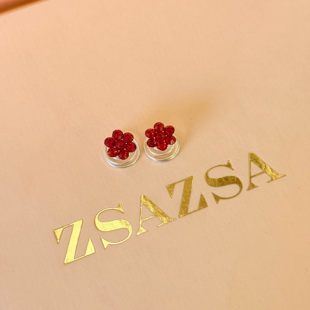 Rhinestone red dainty flower spiral hair