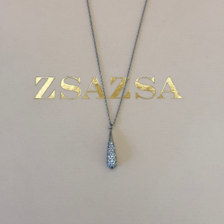 Dainty zircone silver pendant