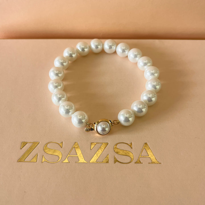 White Mallorca pearls gold plated bracelet