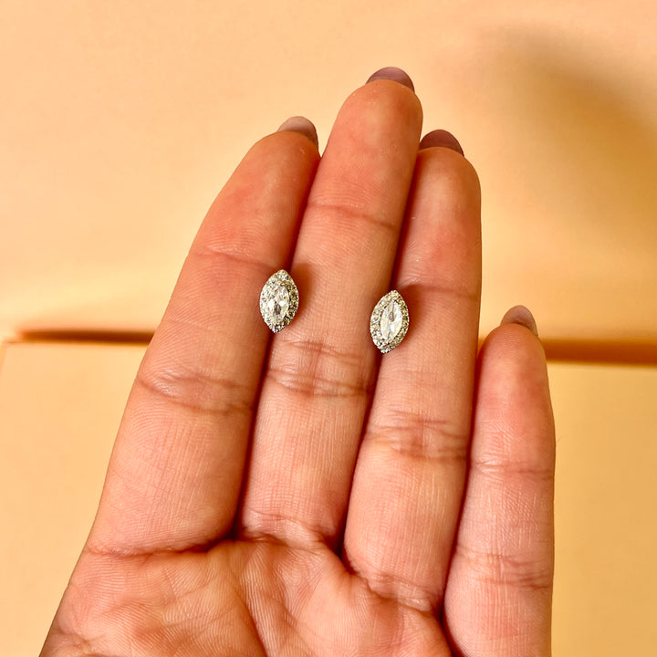 Marquise zircone white gold plated earrings