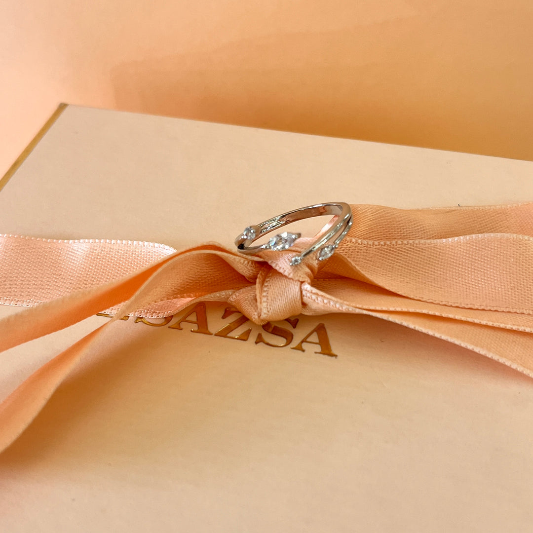 Zircone marquise white gold plated dainty open ring