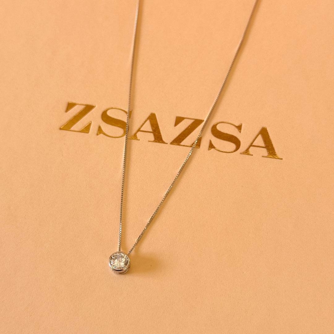 Large solitaire zircone sterling silver pendant