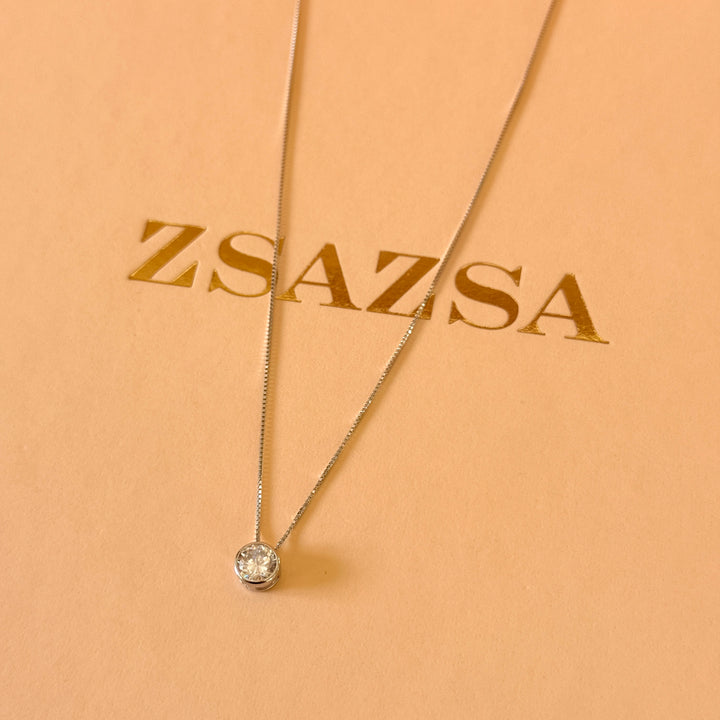 Large solitaire zircone sterling silver pendant