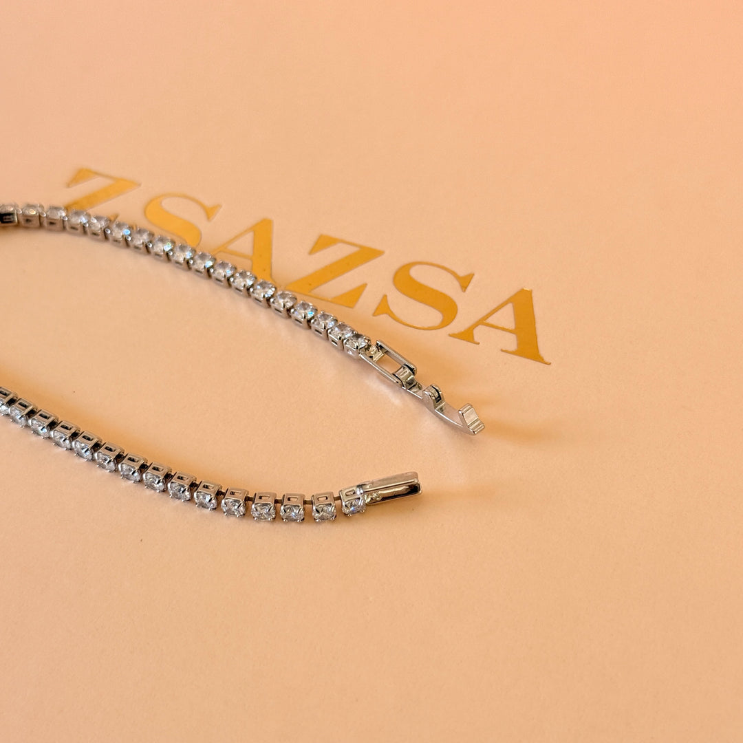 Dainty tennis zircone silver bracelet