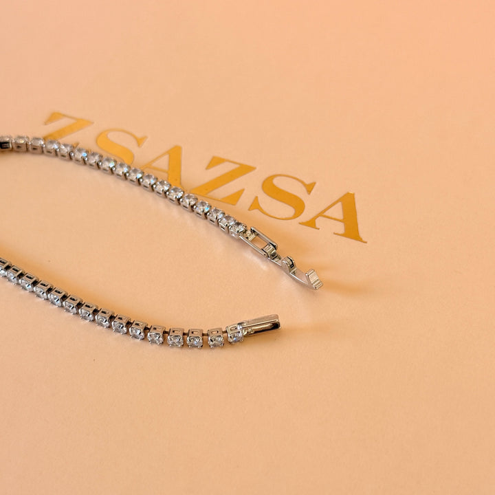 Dainty tennis zircone silver bracelet