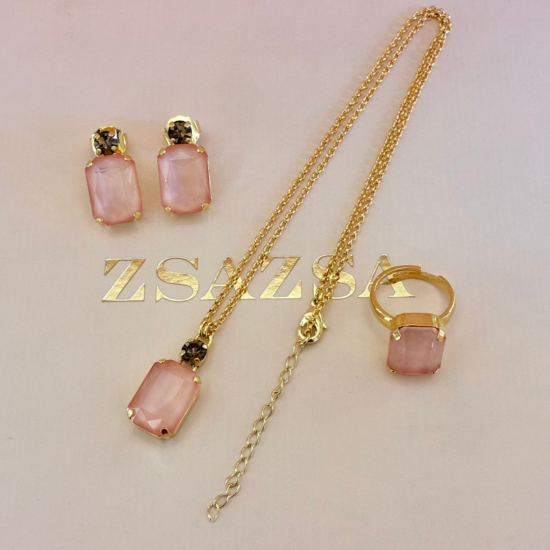 Peach Rectangular Swarovski crystals set