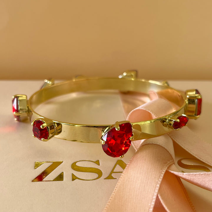 Red Swarovski Crystals Bangle