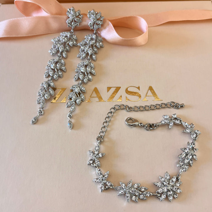 Swarovski crystals and white gold plated earrings and bracelet