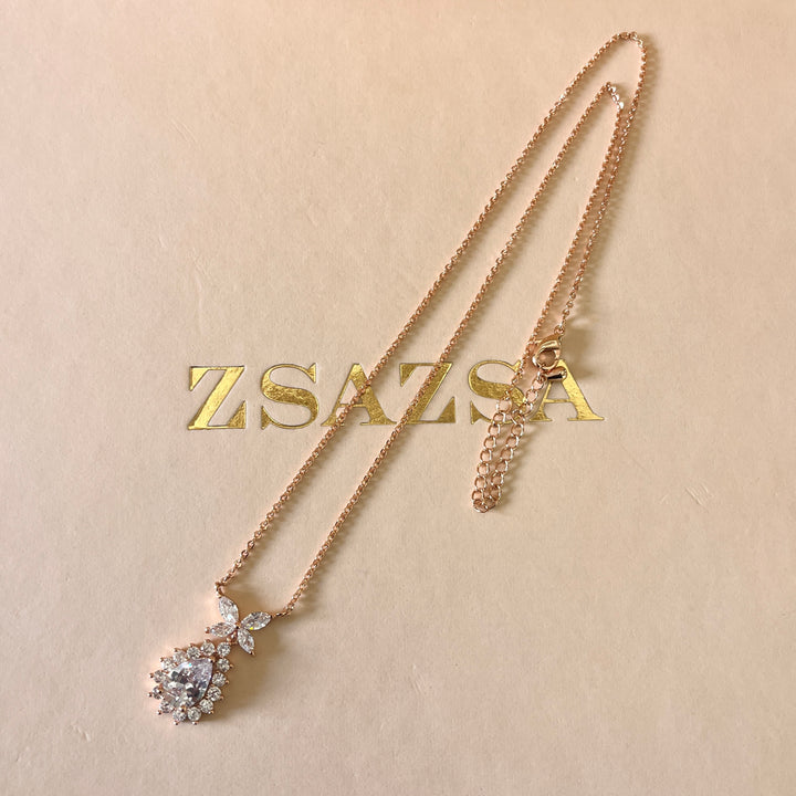 Teardrop zircone rose gold plated pendant