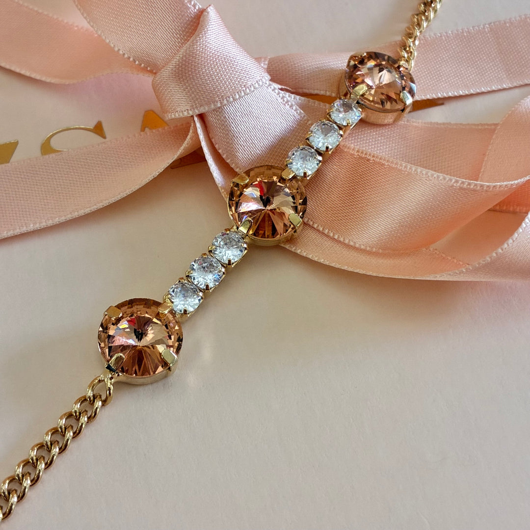 Peach Sparkle Swarovski crystals bracelet