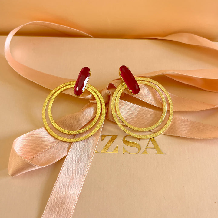 Red Swarovski crystals earring