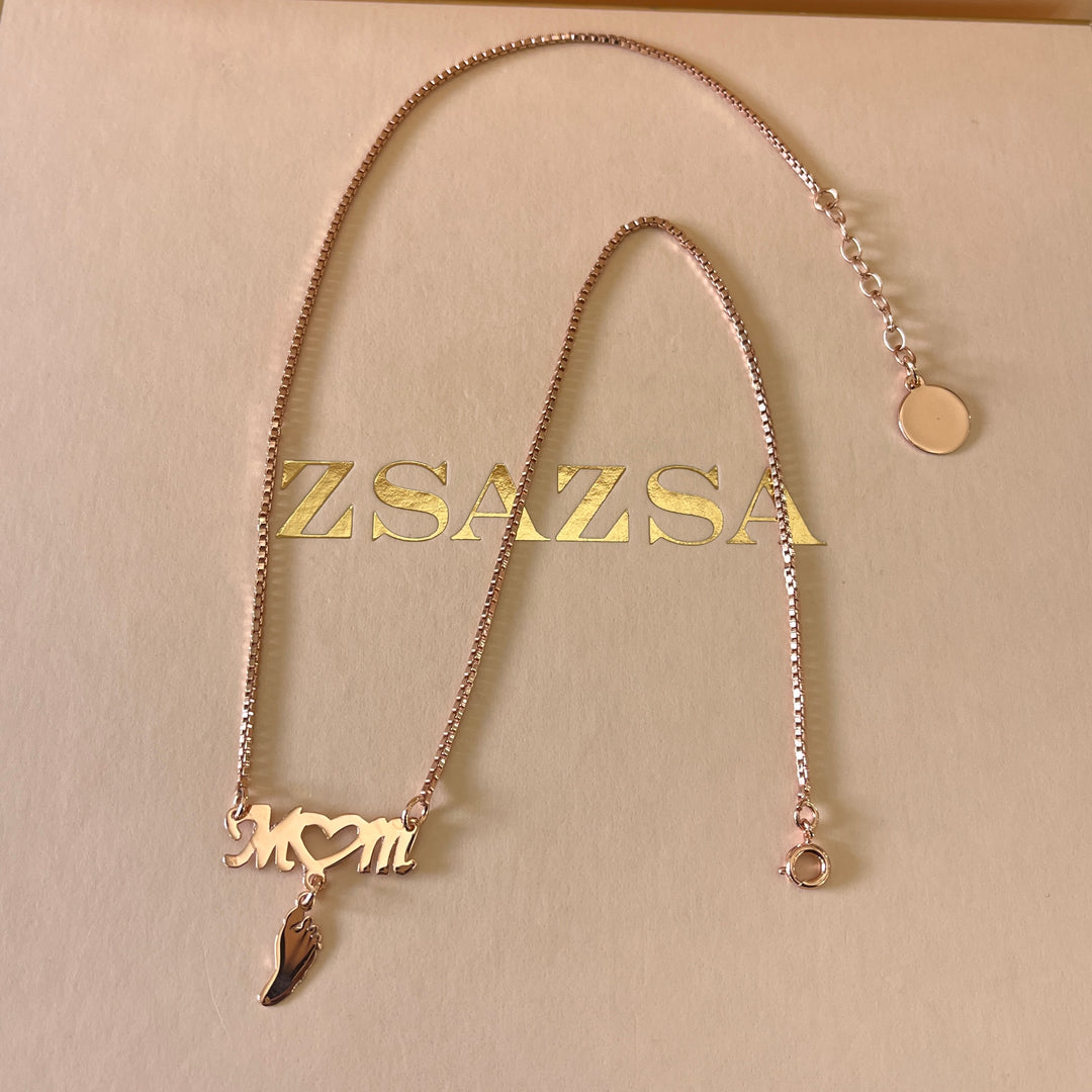 Mom rose gold plated necklace