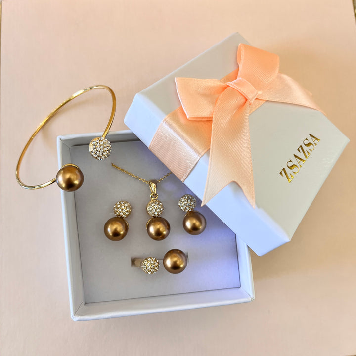Bronze pearl gold plated set