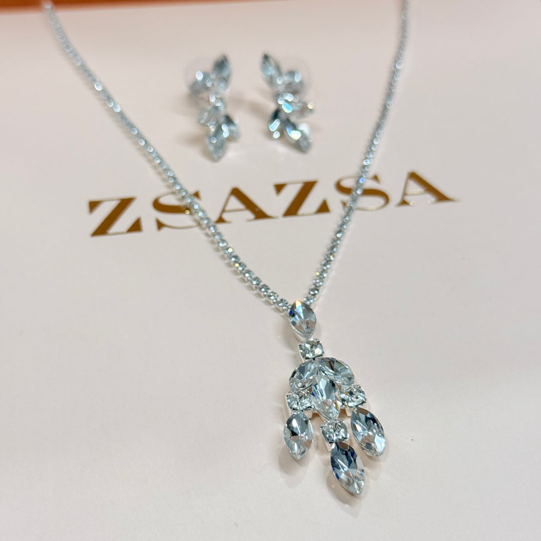 Marquise rhinestone silver set