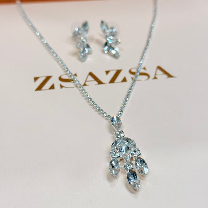 Marquise rhinestone silver set