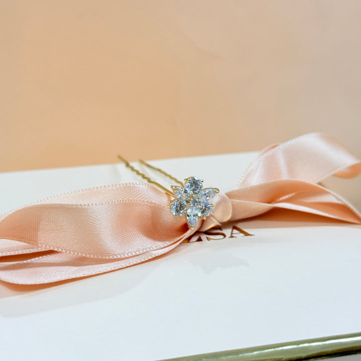 Zircone Marquise gold hair pin