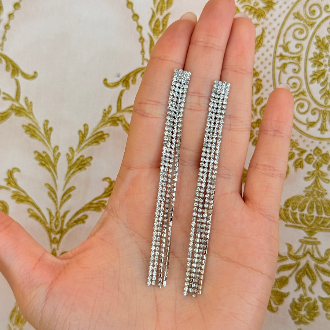 4 fringe zircone silver earrings