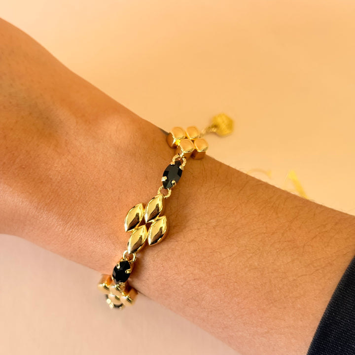 Black marquise Swarovski crystals earrings and bracelet