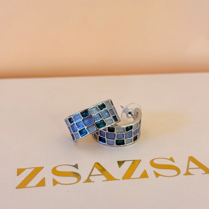 Blue, green & grey silver Enamel Set