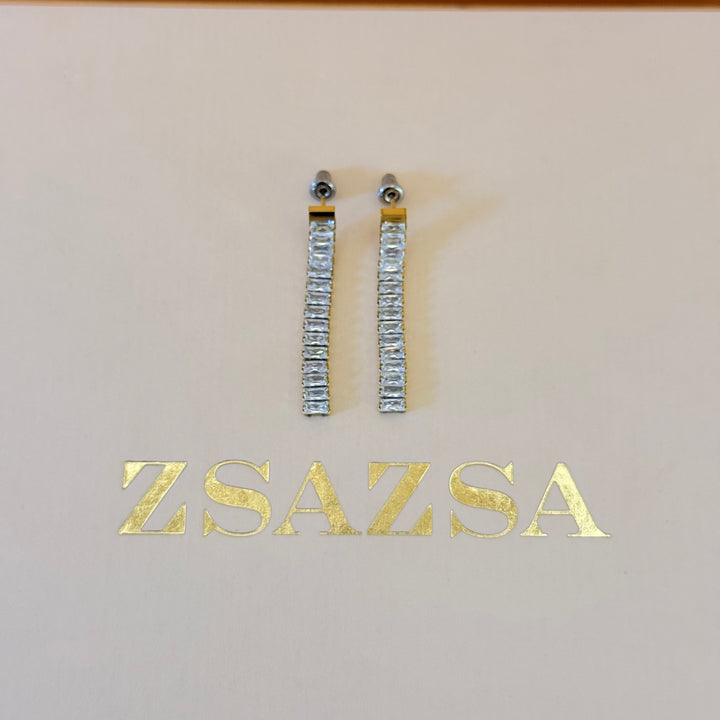 Baguette zircone stainless steel set