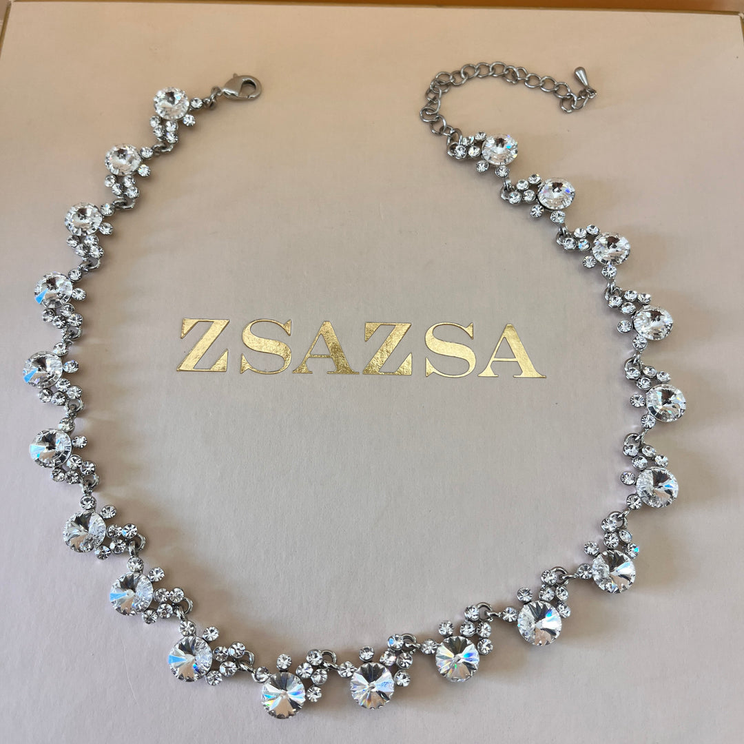 Swarovski crystals round white gold plated set