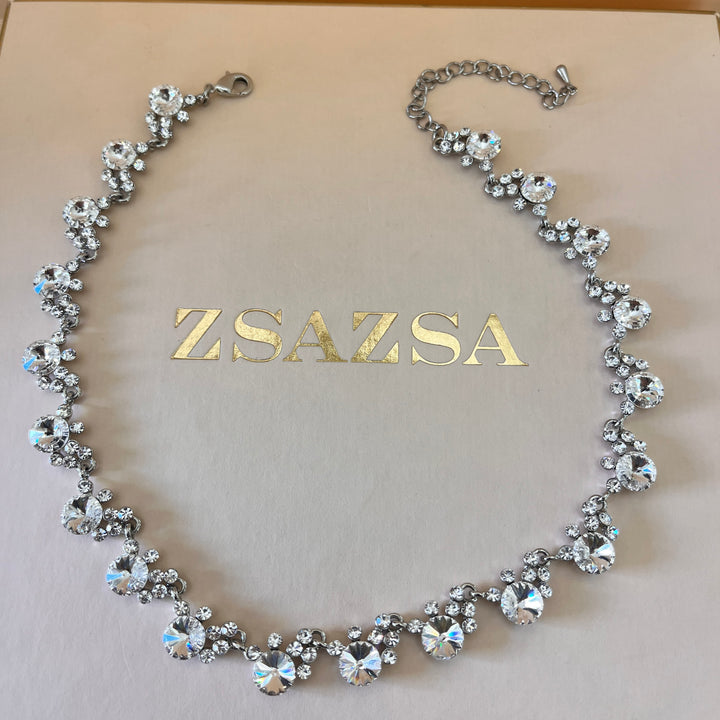 Swarovski crystals round white gold plated set