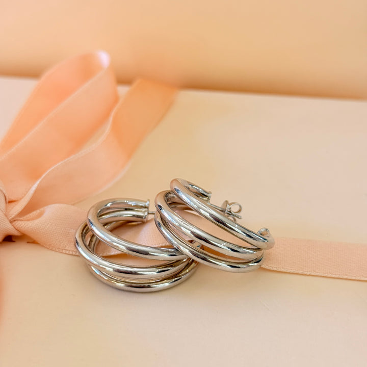 Medium sterling silver hoops