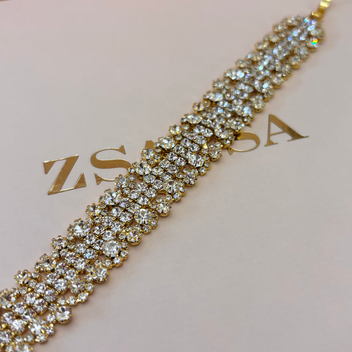 Rhinestone gold bracelet