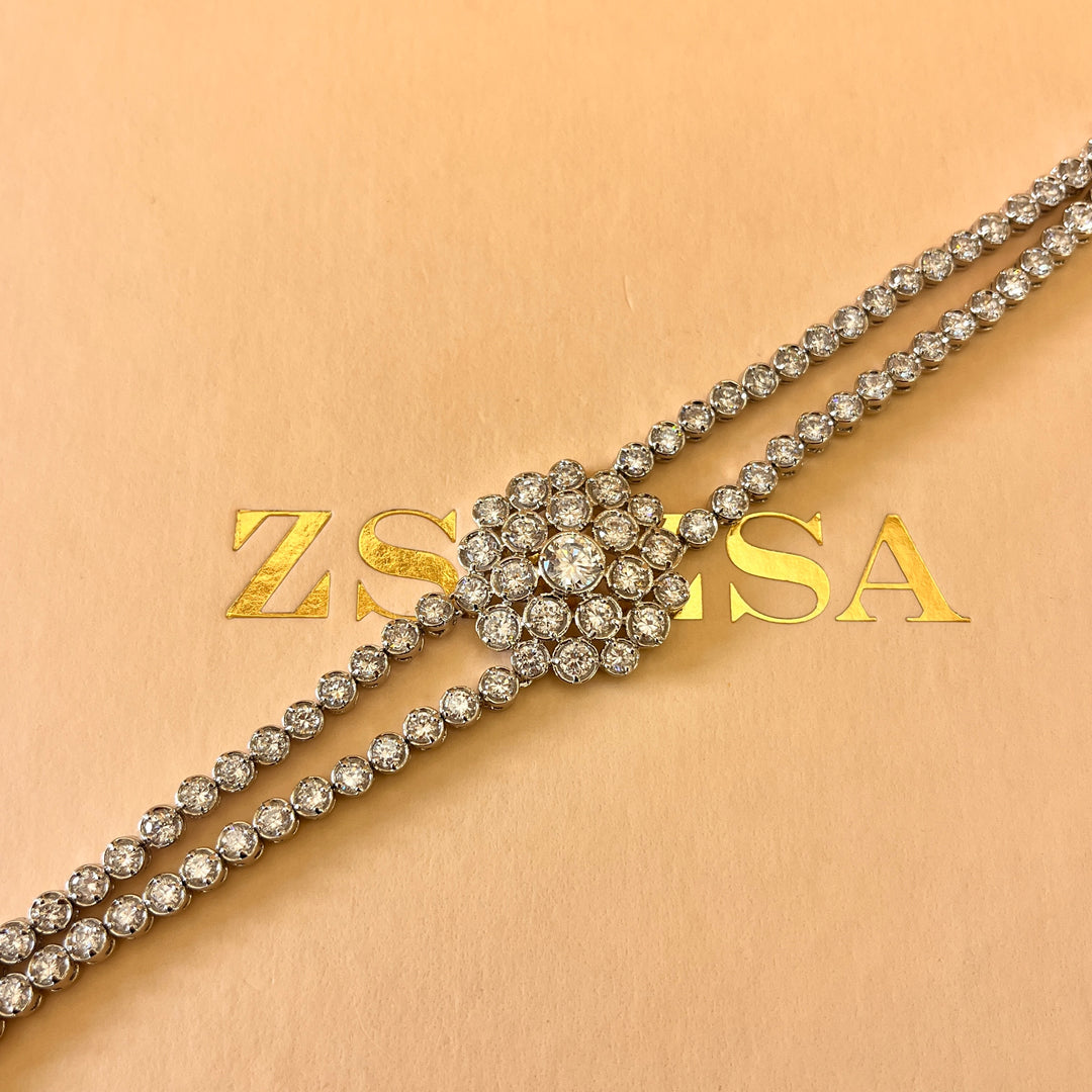 Statement white gold plated set