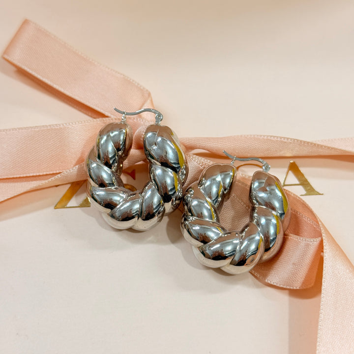 Chunky sterling silver hoops