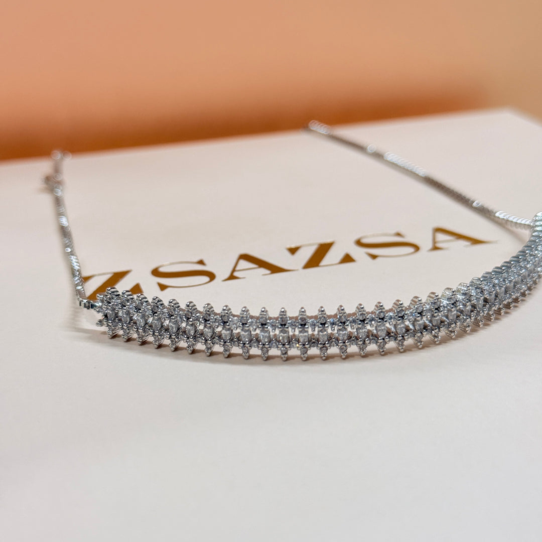 Marquise zircone silver choker set